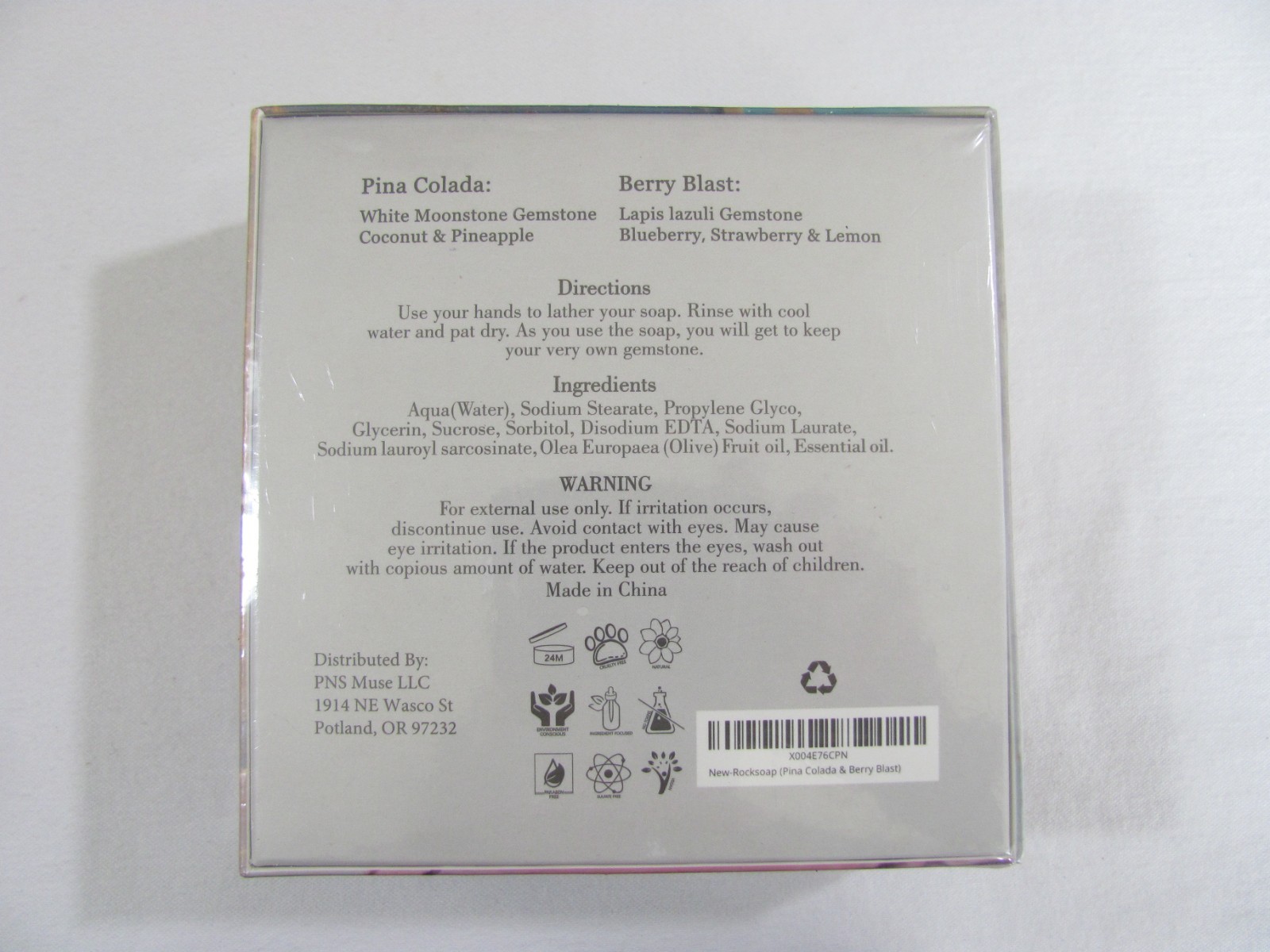 Earth & Home Gemstone Soap Set 2pc 5.3oz Pina Colada Berry Blast New