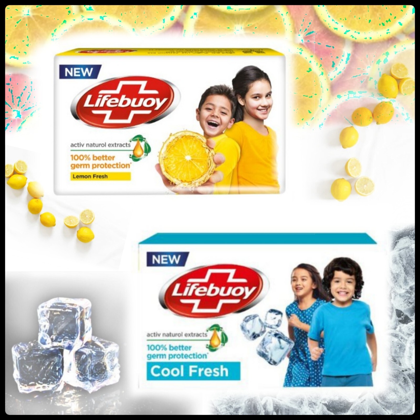 Lifebuoy Soap pack of 2 lemon fresh ,cool fresh 100g new germ care bathing free