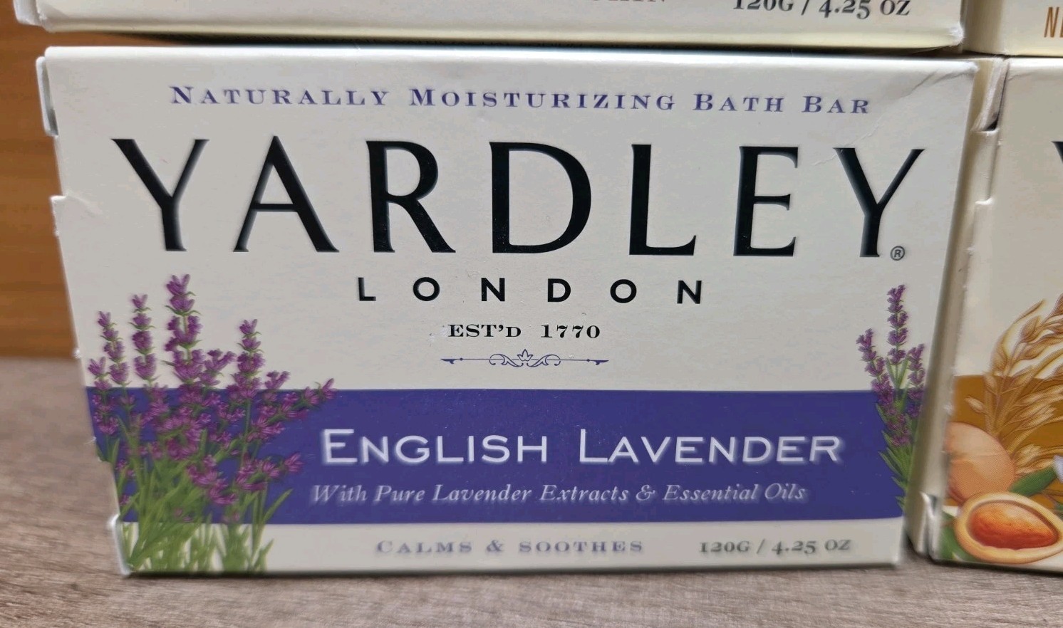 New Lot of 4 Yardley London Bar Soap Cocoa Butter, Lavender Oatmeal & Almond