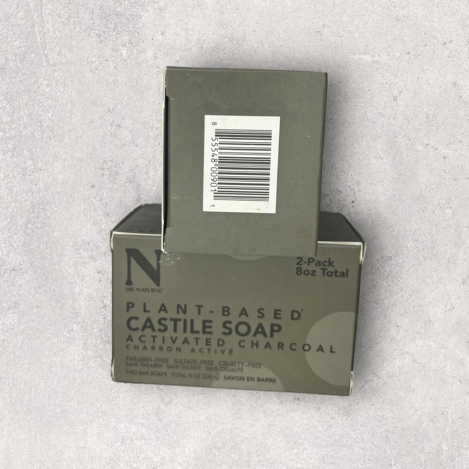 Dr. Natural Plant Based Castile Soap Activated Charcoal Paraben Free 2pks 4 Bars