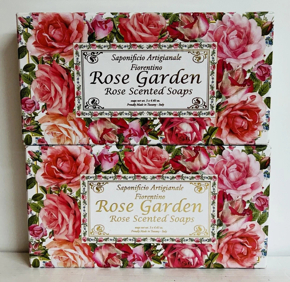 2-Pack Saponificio ~ Rose Garden Rose Scented Bar Soap 6 Bars 125 g Each
