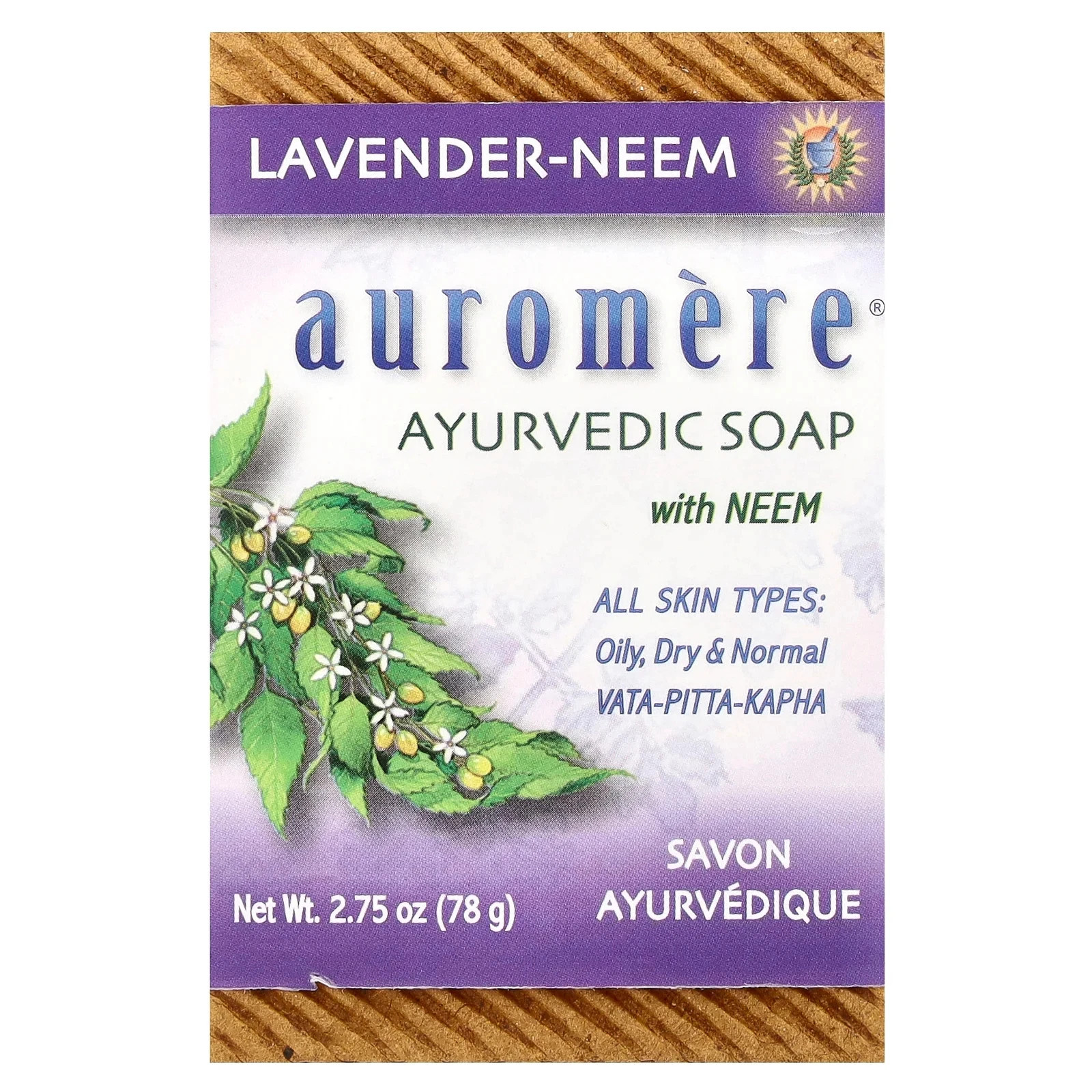 Auromere Ayurvedic Soap with Neem Lavender-Neem 2.75 oz (Pack of 6)