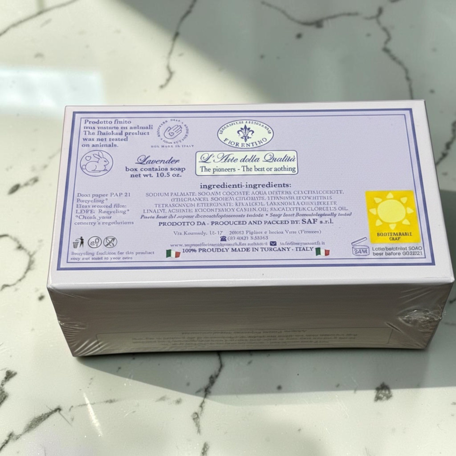 Saponificio Artigianale Fiorentino Lavender Soap Unisex 10.5oz New Italy Luxury