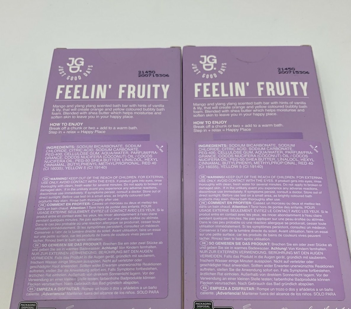 Feelin’ Fruity Mango Ylang Ylang Vanilla Lily Bath Bomb Bar 7.5 oz Pack of 2