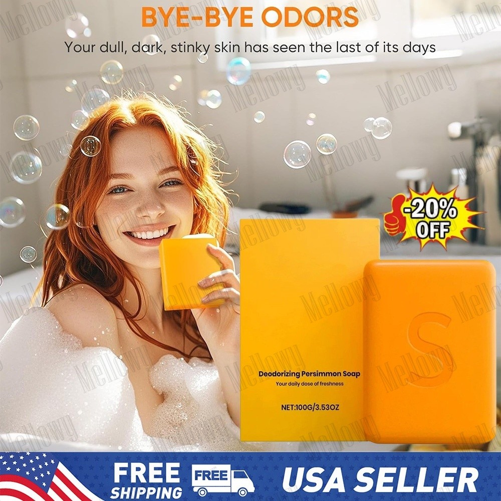 2026 NEW Persimmon Soap Bar Body Odor Control Deodorant Soap for Men&Women US