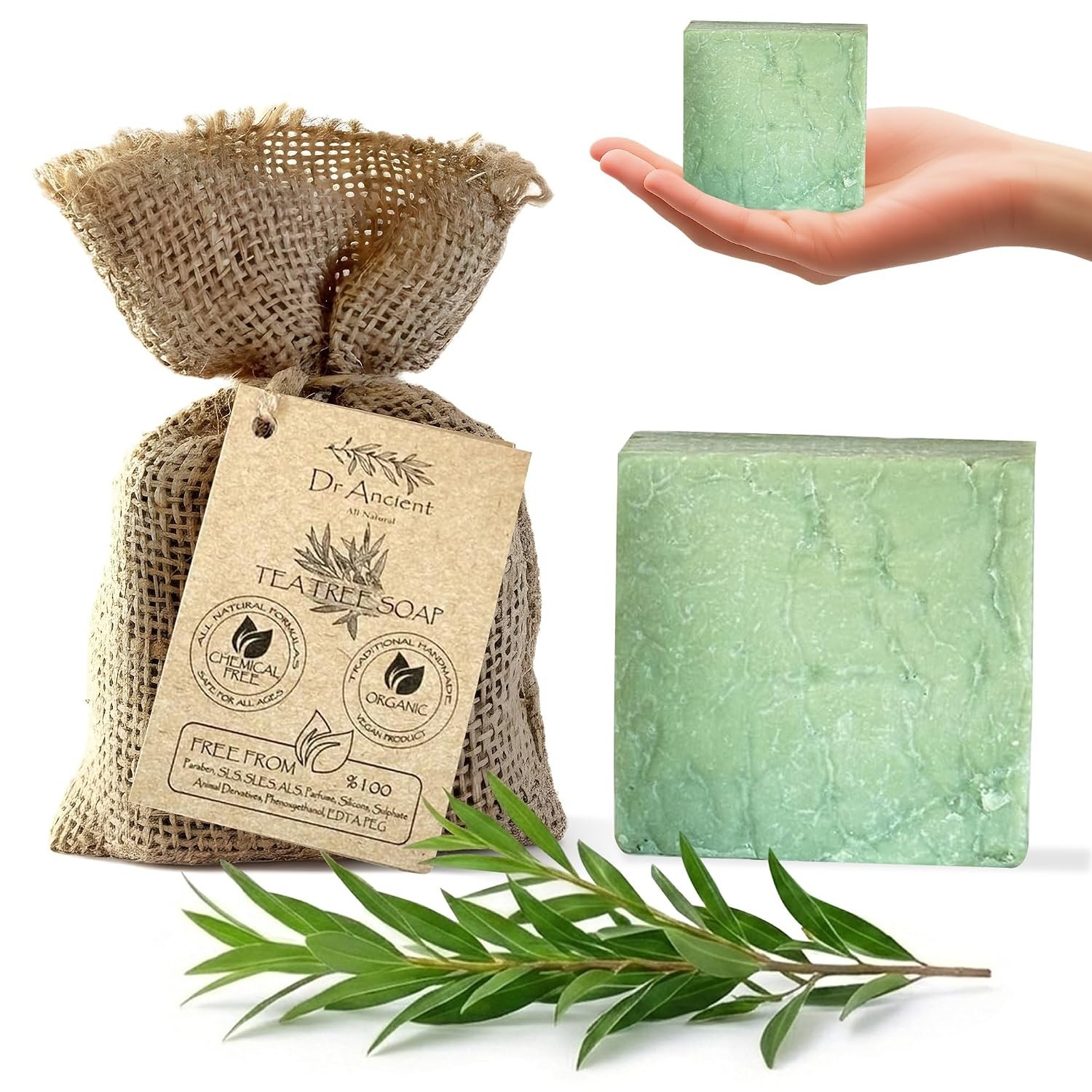 Tea Tree Soap Bar – Handcrafted, Chemical-Free, Ideal for Sensitive Skin