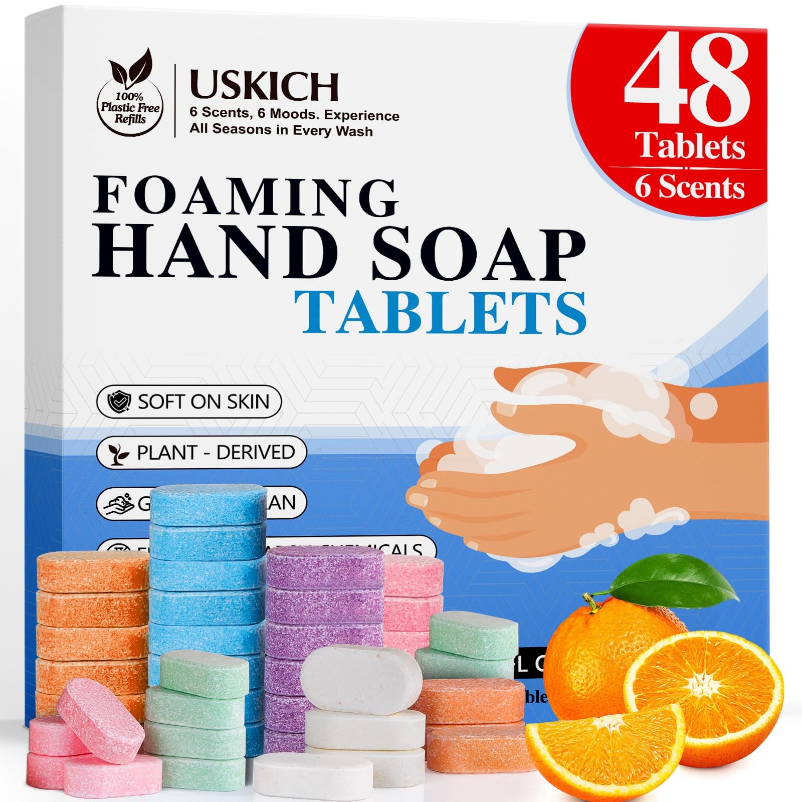 USKICH 48 Pack Foaming Hand Soap Tablet – Eco Friendly 1 Count (Pack of 48)