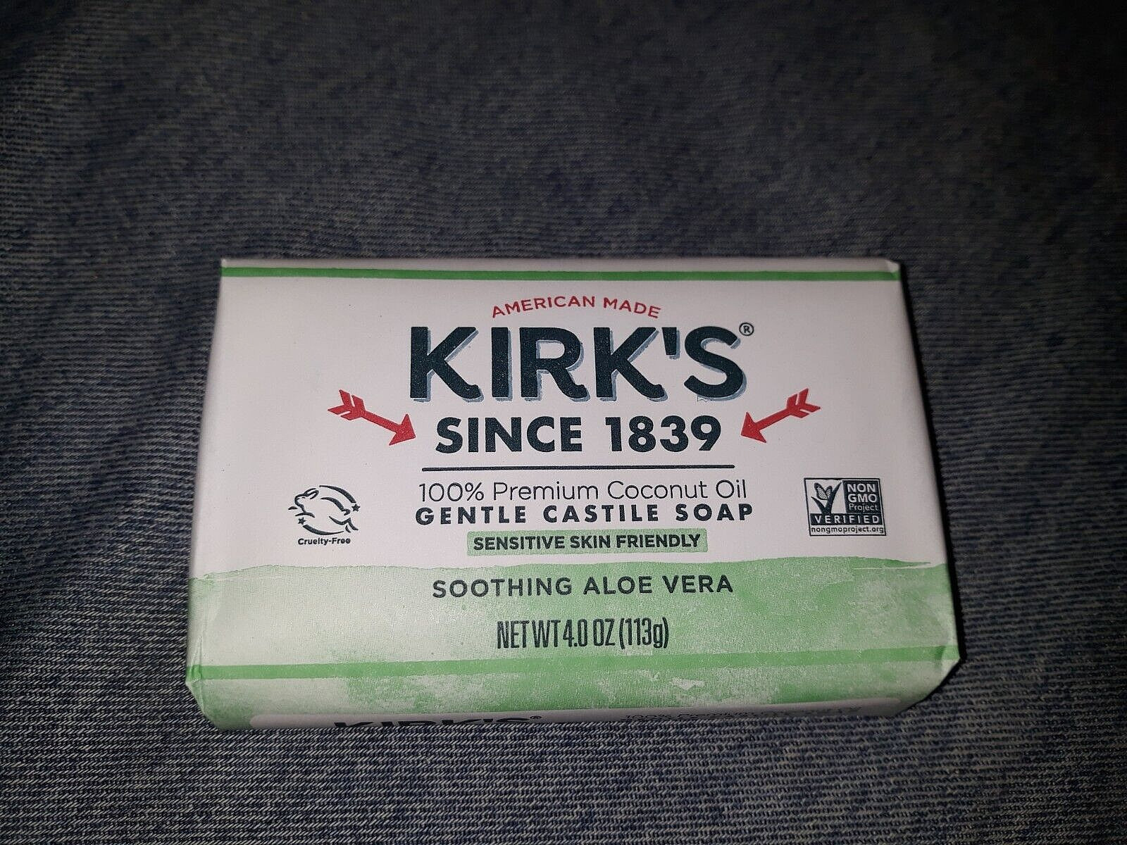 Kirk’s Original 100% Coconut Oil Castile Soothing Aloe Vera 4 Oz Soap Bars x10
