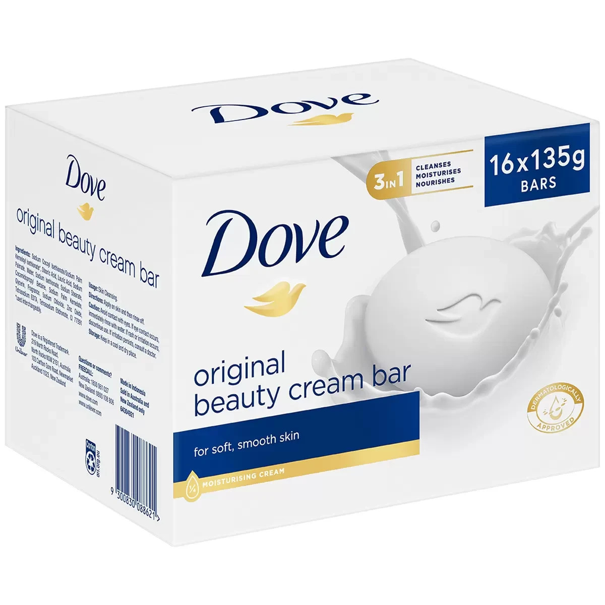 16 x Dove Beauty Cream Bar Original Soap Bath Moisturising Soaps Bulk 135g