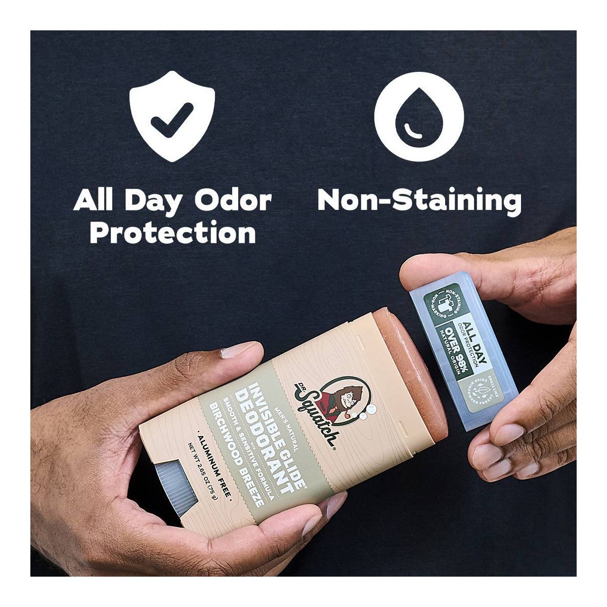 DR. SQUATCH Men’s Invisible Glide Deodorant – Natural Birchwood Breeze – 2.65oz