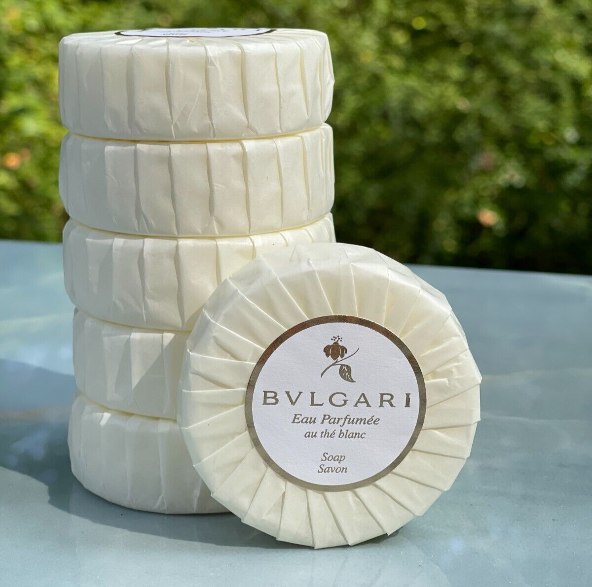 Bvlgari Au the Blanc White Tea Pleated Soap 50g 1.7oz – Set of 6
