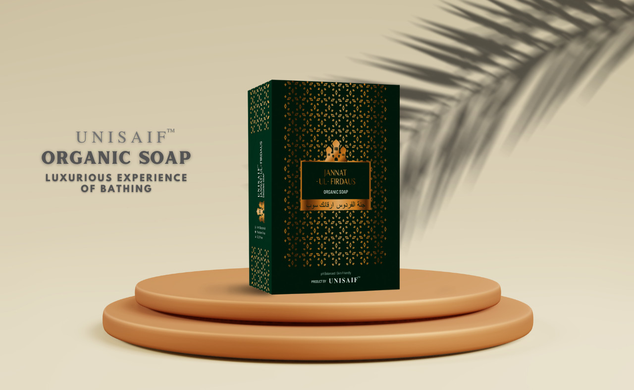Unisaif Jannat-Ul-Firdaus Organic Body Soap Bar, Moisturizing With Shea Butter