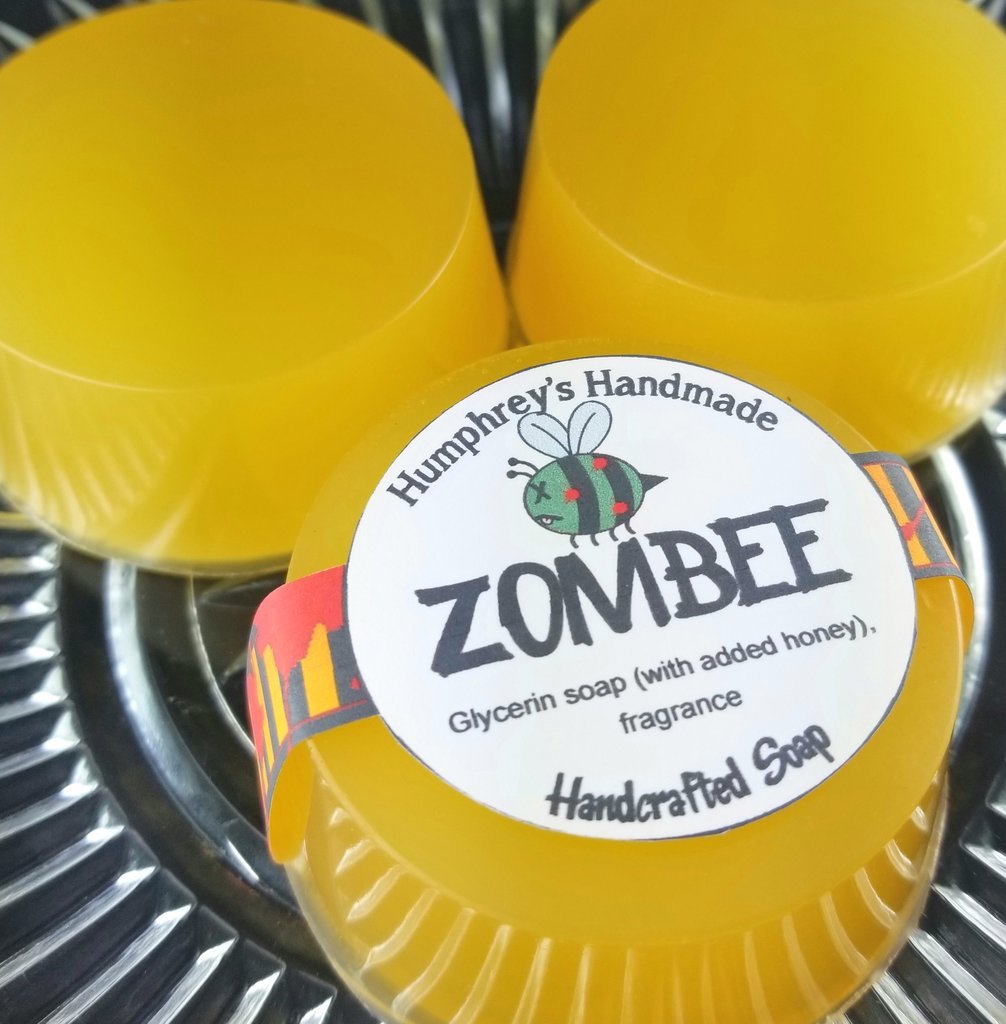 ZOMBEE Honey Soap Honeycomb Scent Unisex Body & Beard Wash Round Glycerin Bar