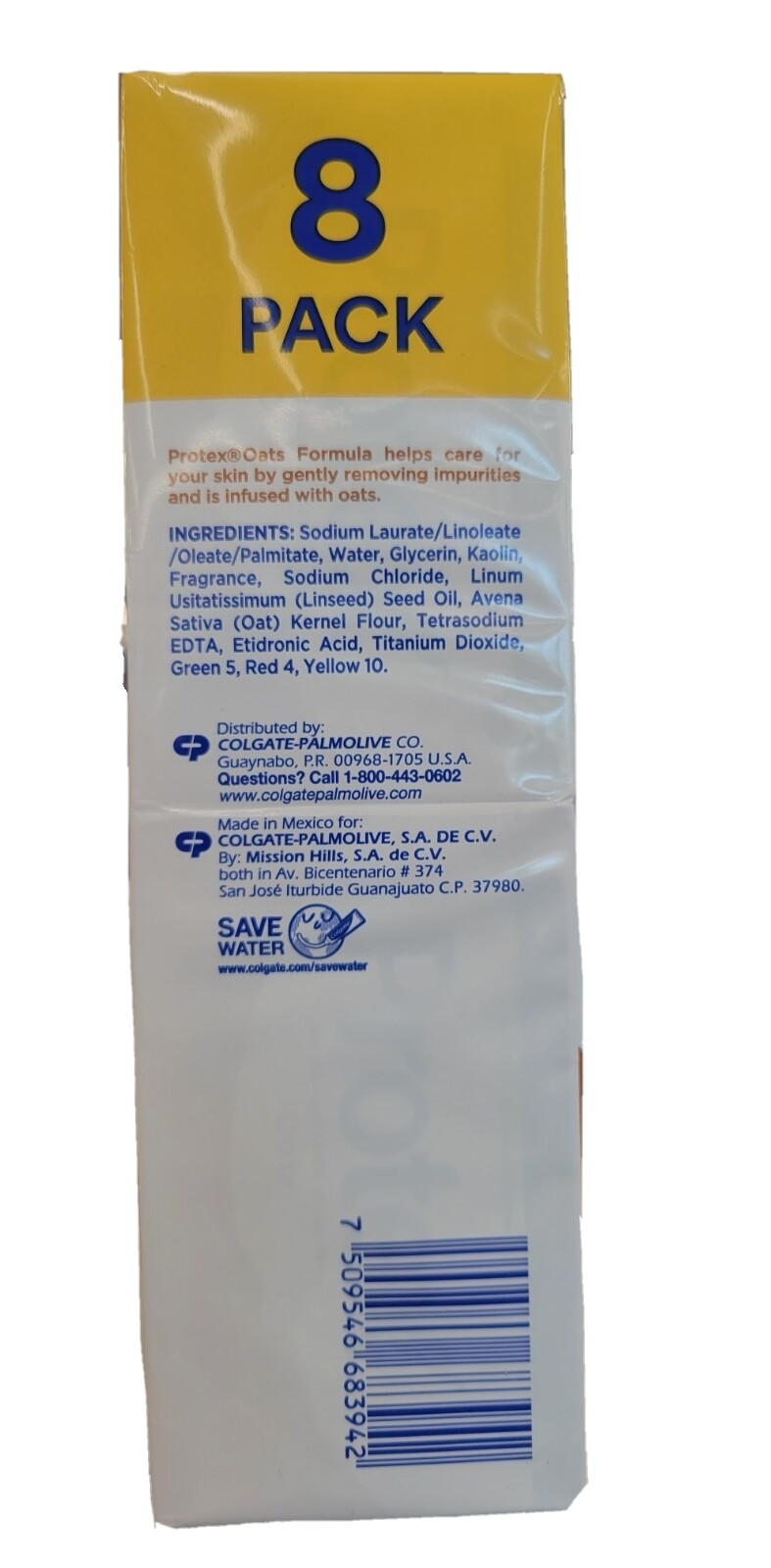 (8 Bars 3.7 oz.) PROTEX OATS ANTIBACTERIAL SOAP BAR JABON PROTEX AVENA Family PK