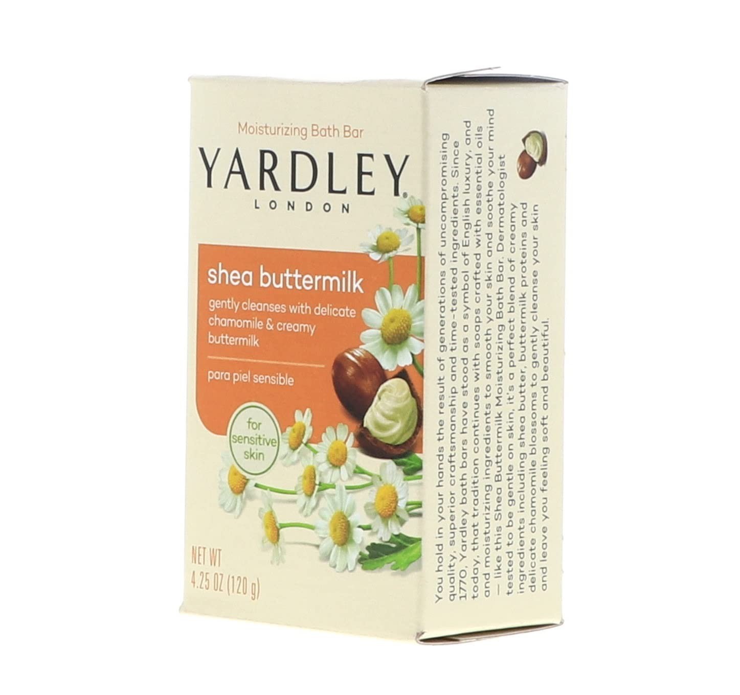 4 Pack Yardley London Soap Bars Sensitive Skin Shea Buttermilk 4 Oz Each