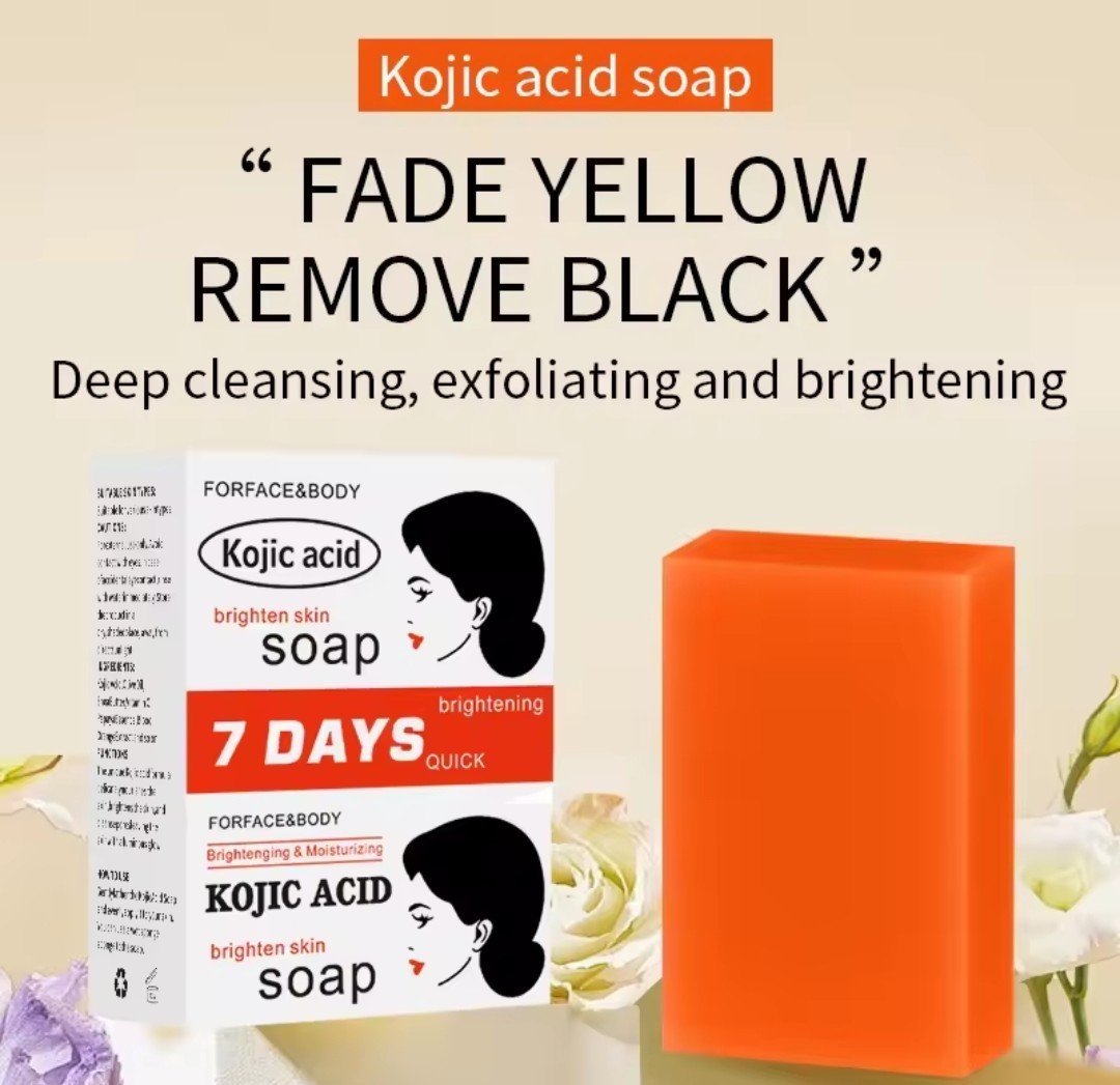 5Kojic Acid Brightening Soap Bar Moisturizing Exfoliating Orange Face/Body/Hands