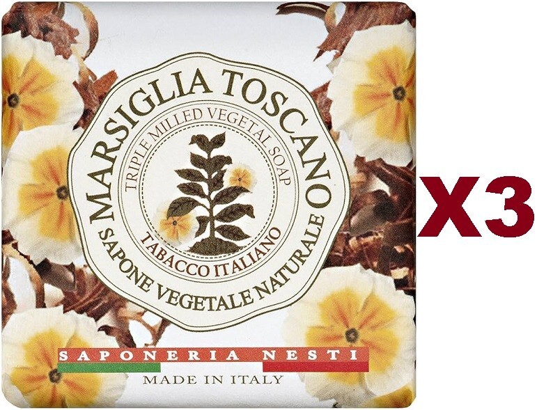 3 PCS MARSEILLE SOAP TUSCAN ITALIAN TOBACCO 200GR MADE IN ITALY