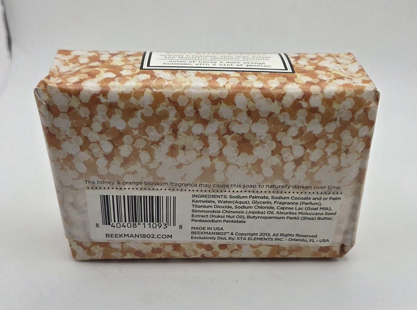 NEW Beekman 1802 Goat Milk Bar Soap “HONEY AND ORANGE BLOSSOM” 9oz