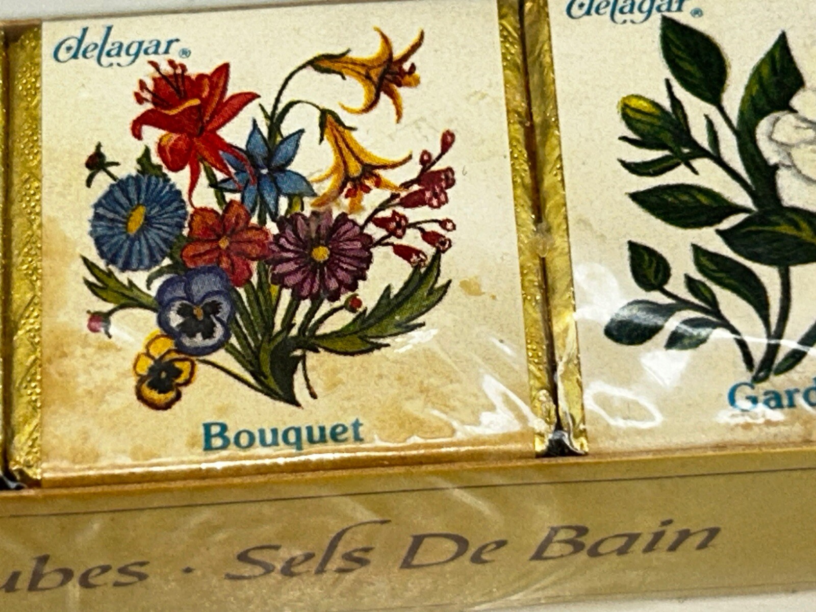 Delagar Vintage Pack of 6 Floral Scented English Bath Cubes NOS Sealed READ