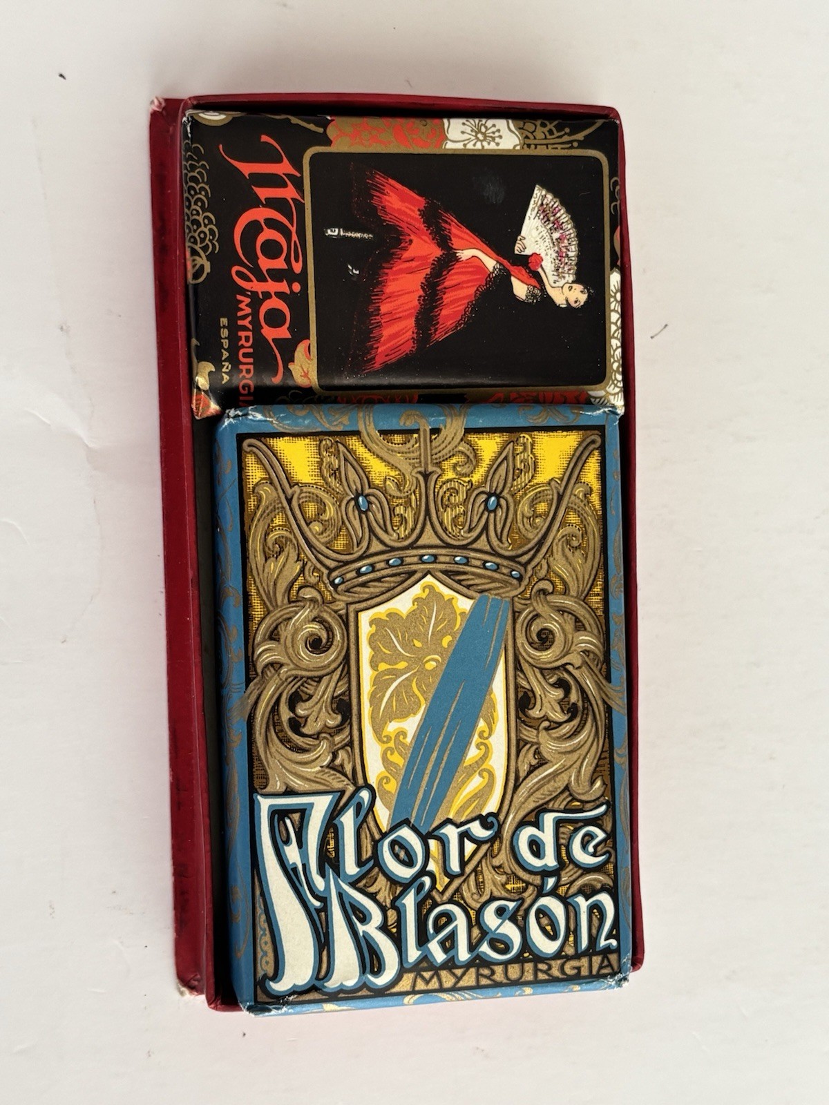 Vintage Myrurgia Maja Flor de Blason Soap Lot Spain Jabon Fan Boxed Vanity