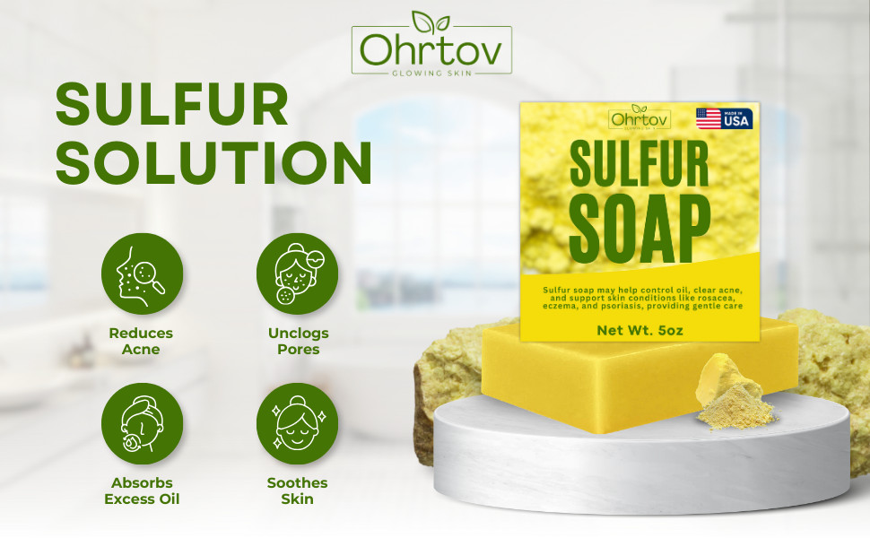 Sulfur Soap Bar – Sulfur Face & Body Wash for Acne – Sulphur Exfoliating Facial