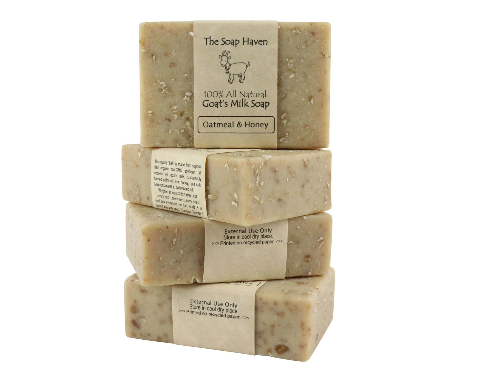 4 Bars of All Natural Oatmeal & Honey, Fresh Goat Milk Soap for Eczema. FRAGR…