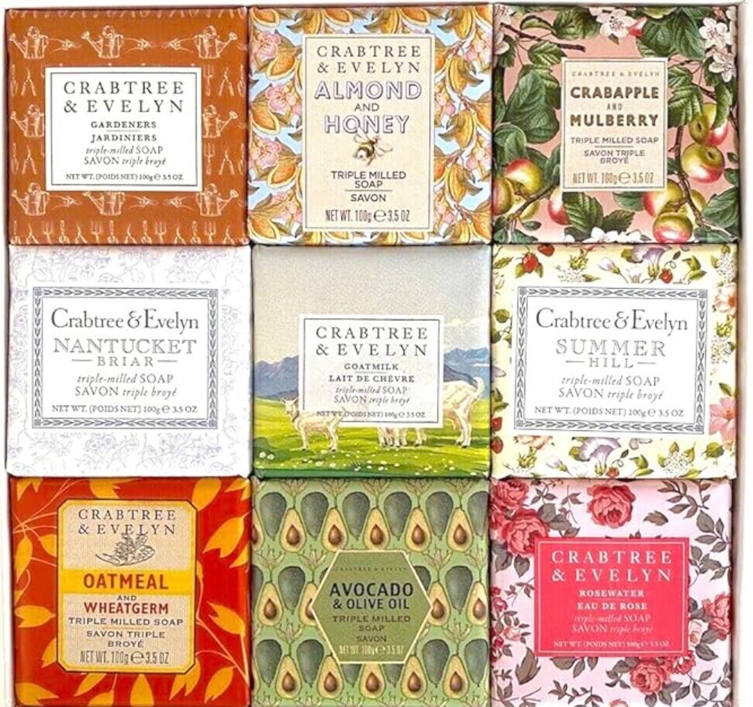 NIB Crabtree & Evelyn Triple Milled Heritage Soap Collection 9 3.5 oz bars