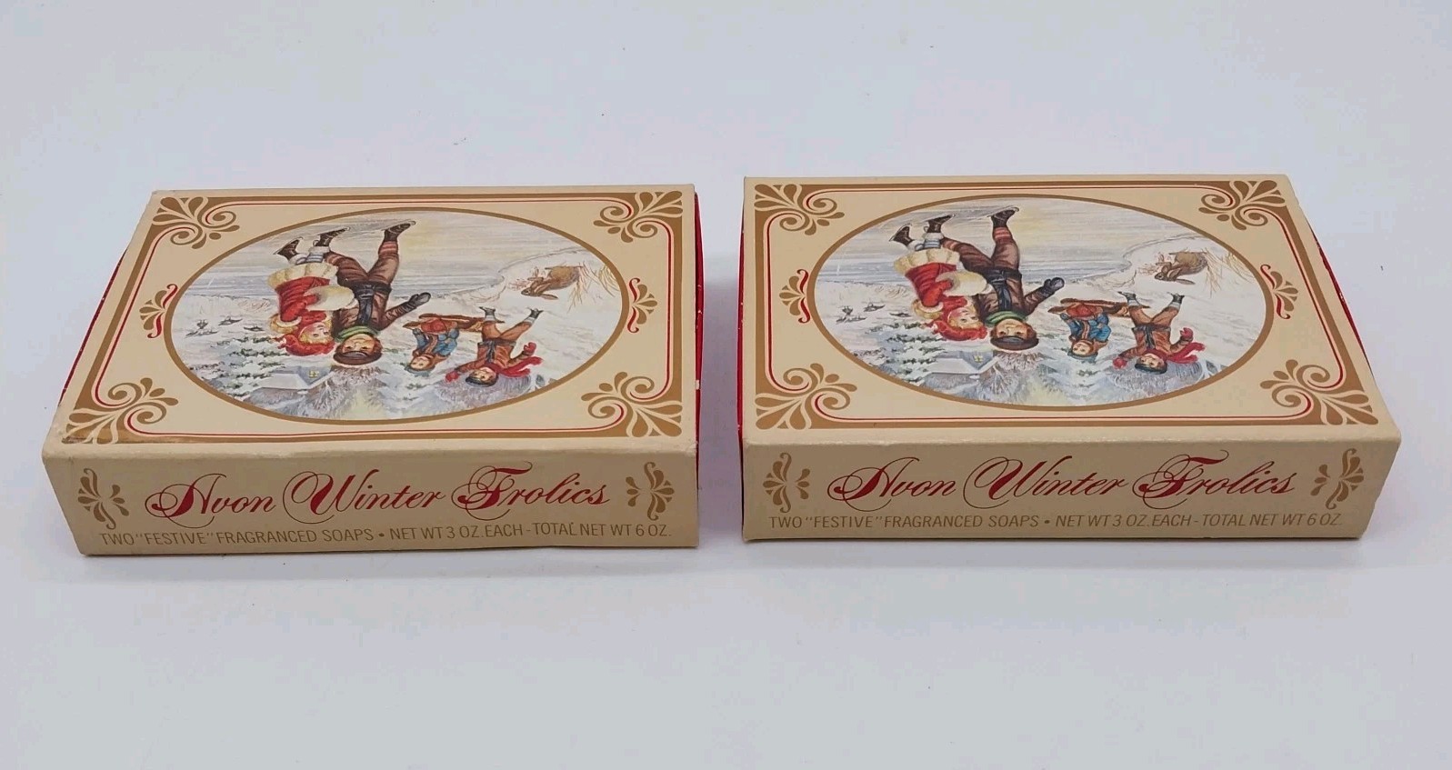 Lot Of 2 Packs AVON 3 Oz Winter Frolics Decorative Fragranced Bars Of Soap Vtg