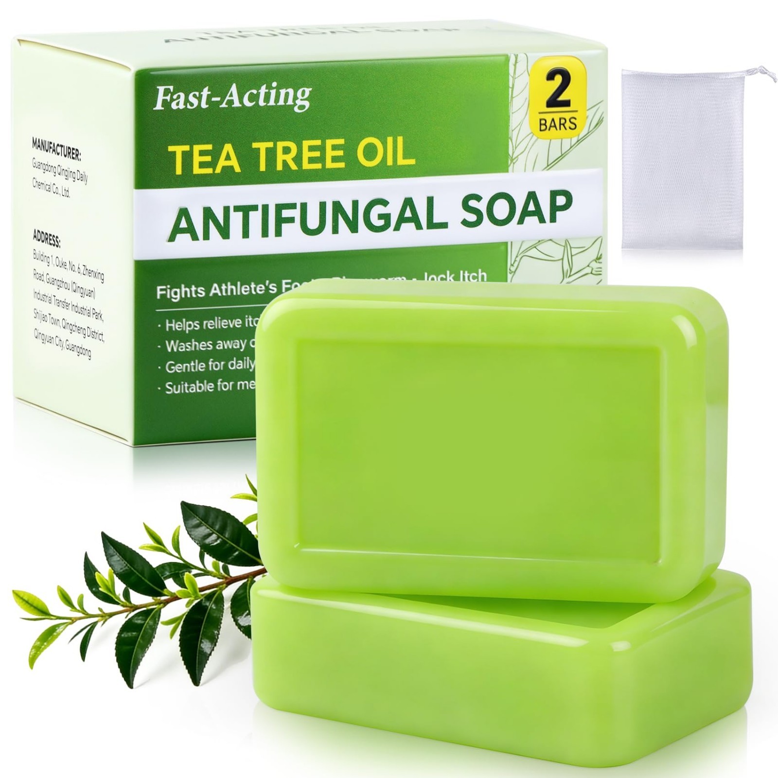 Natural Tea Tree Oil Antifungal Soap Bar – Soothing Body Wash for Jock Itch, Ath
