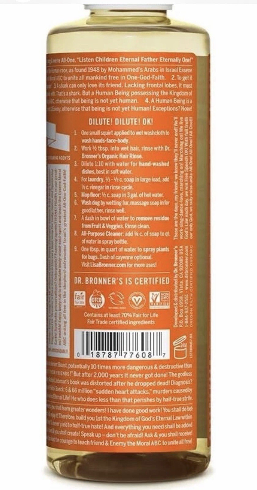 Dr. Bronner’s Organic 18 in 1 Hemp Tea Tree Pure-Castile Liquid Soap 8 fl oz