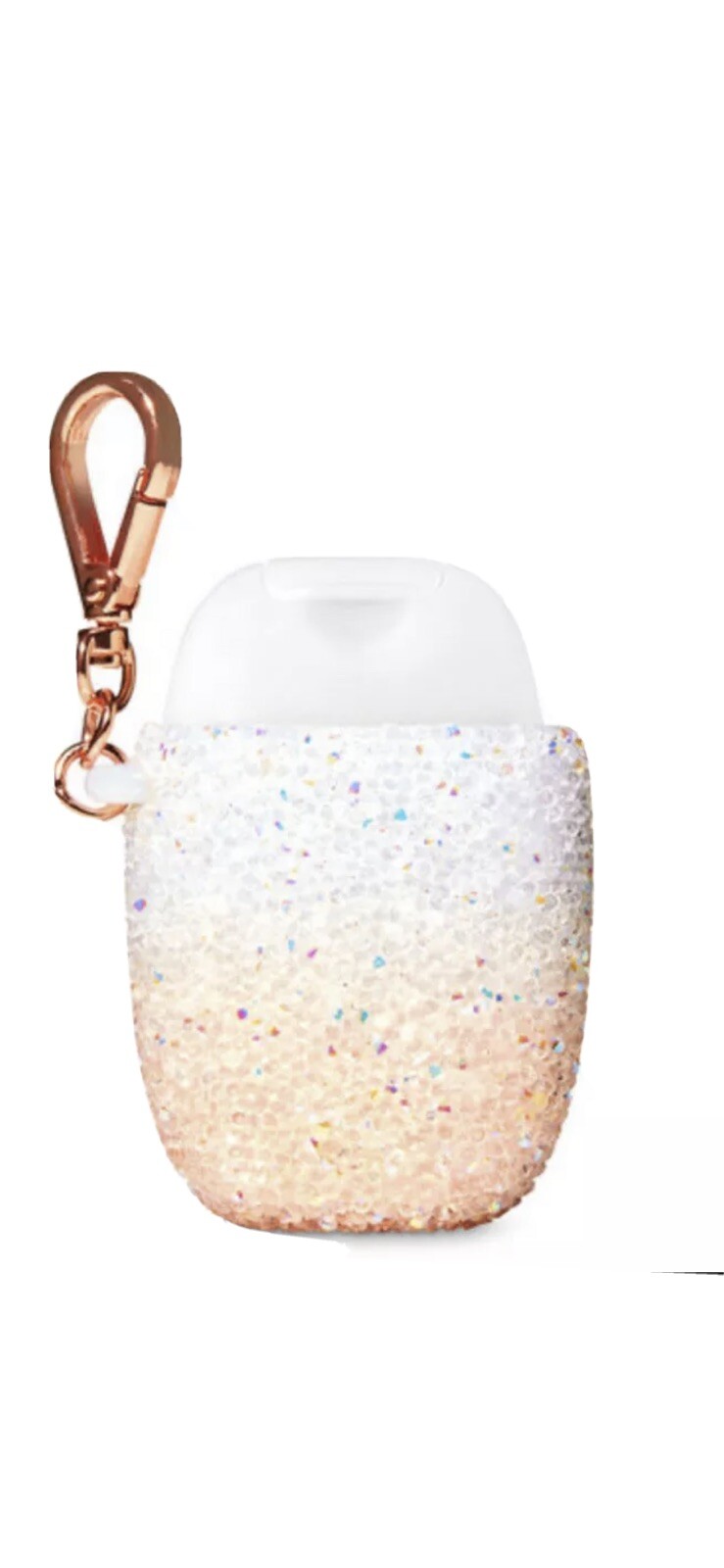 Bath Body Works PEACH Ombre Crystal Gem Pocket. Bac Holder Clip Keychain