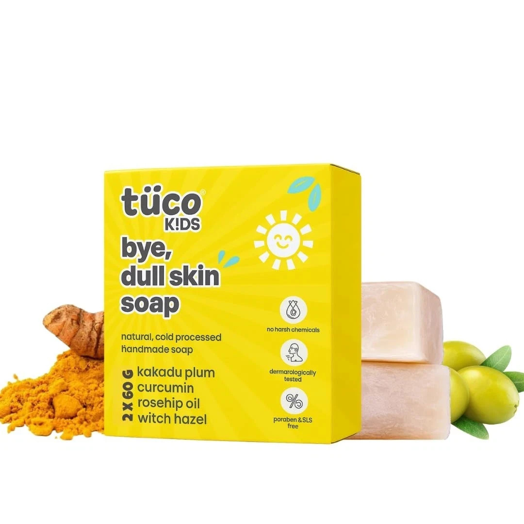 Tuco Kids Bye Dull Skin Soap 2x60g | Turmeric | Gentle, Paraben-Free Ages 2-15