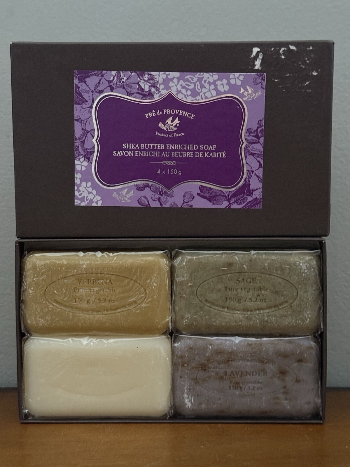 Pre de Provence Lavender Milk Verbena & Sage Soap 150gm Bar Shea Butter Gift Set