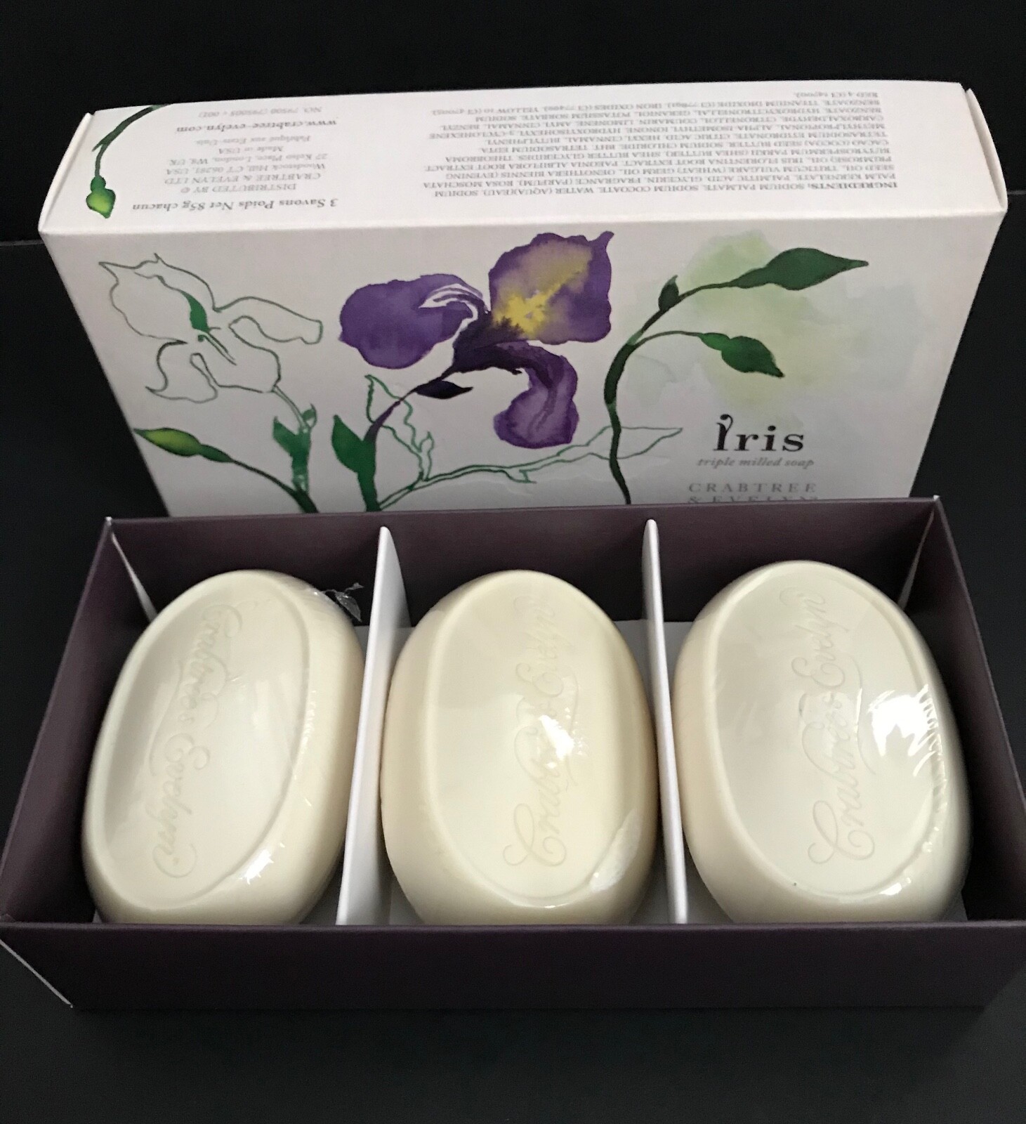 CRABTREE & EVELYN IRIS SOAP 3 BARS X 3.0 oz DISCONTINUED
