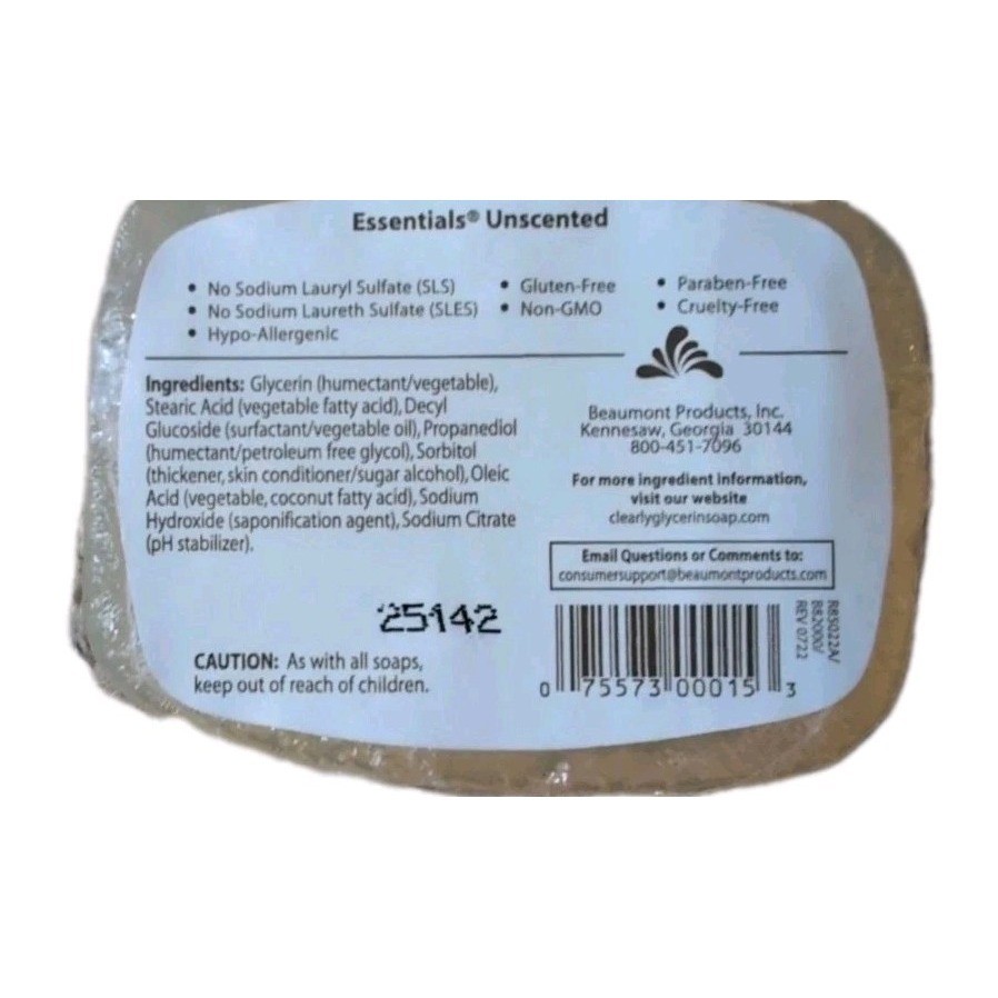 Clearly Natural Soap (Glycerine)-Unscented 4 oz Bar Soap