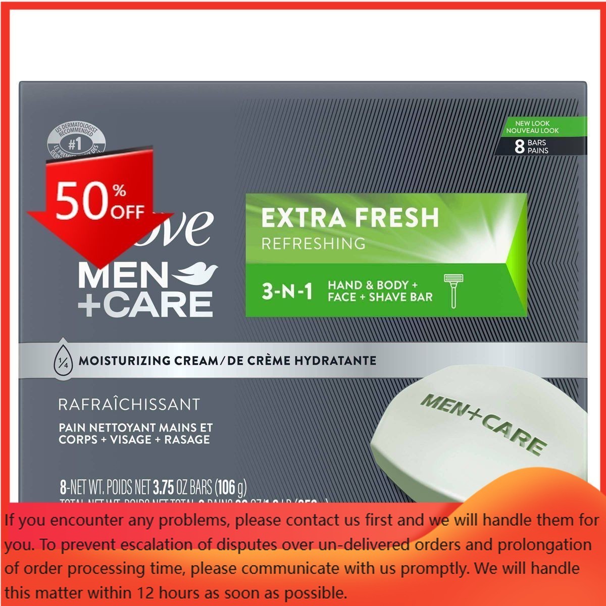 Dove Men+Care Extra Fresh Body and Face Bar Soap – 8pk – 3.75oz each