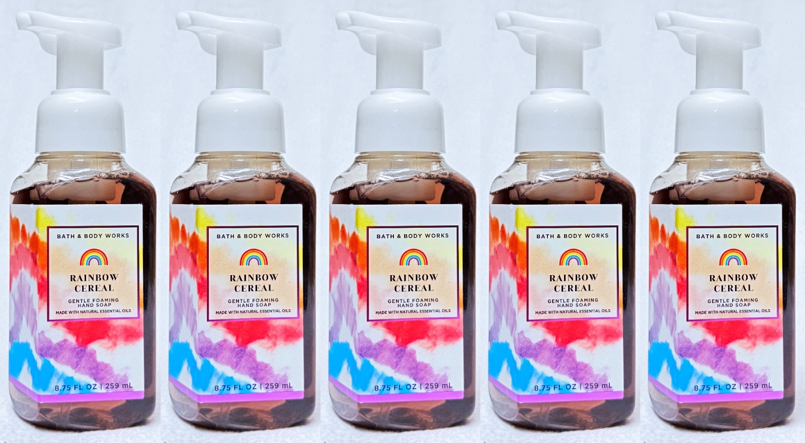 5 Bath & Body Works RAINBOW CEREAL Gentle Foaming Hand Soap 8.75 oz