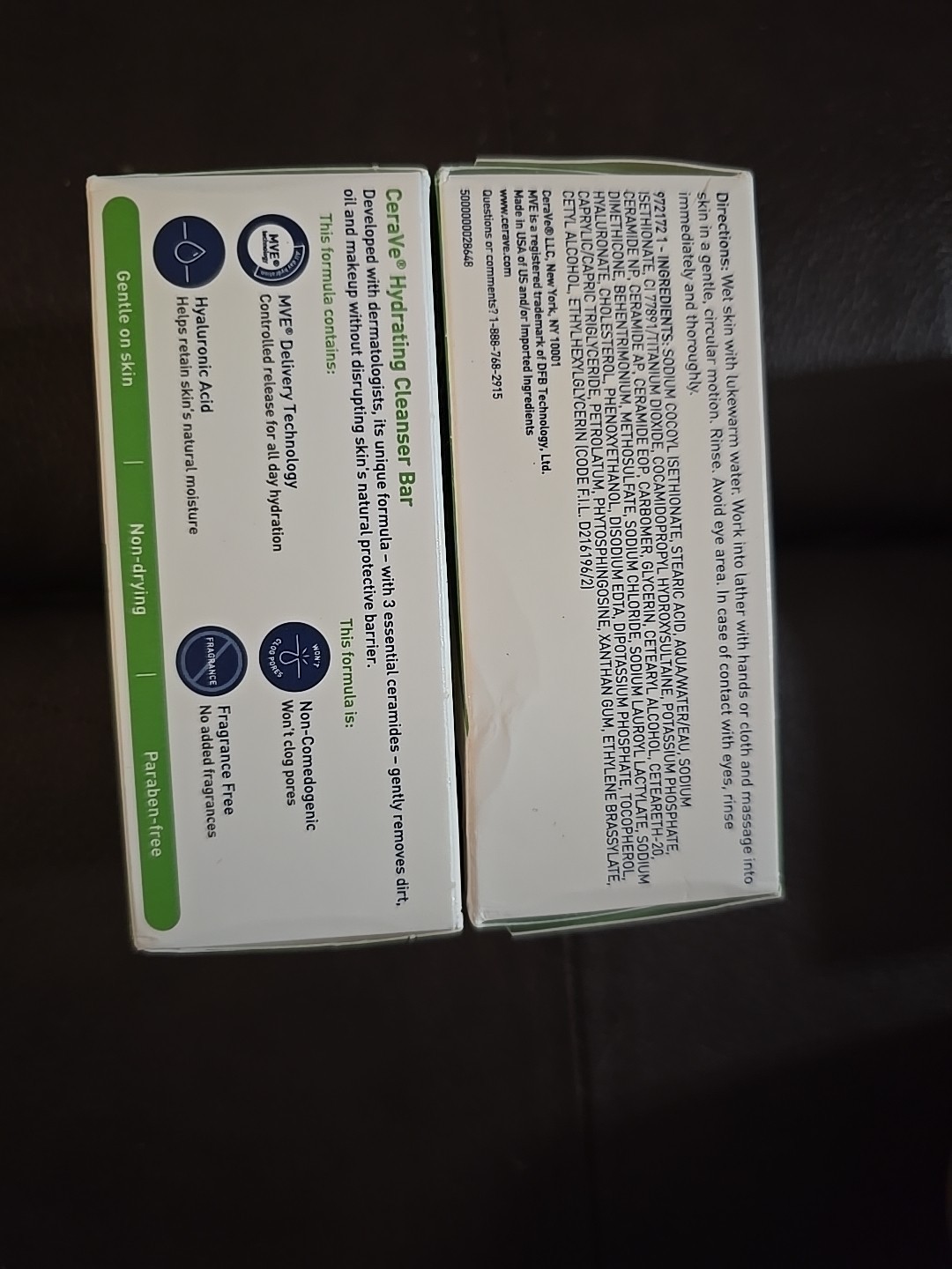 2 CeraVe Hydrating Cleanser Bar Normal Dry Skin Ceramides Hyaluronic Acid (L19)
