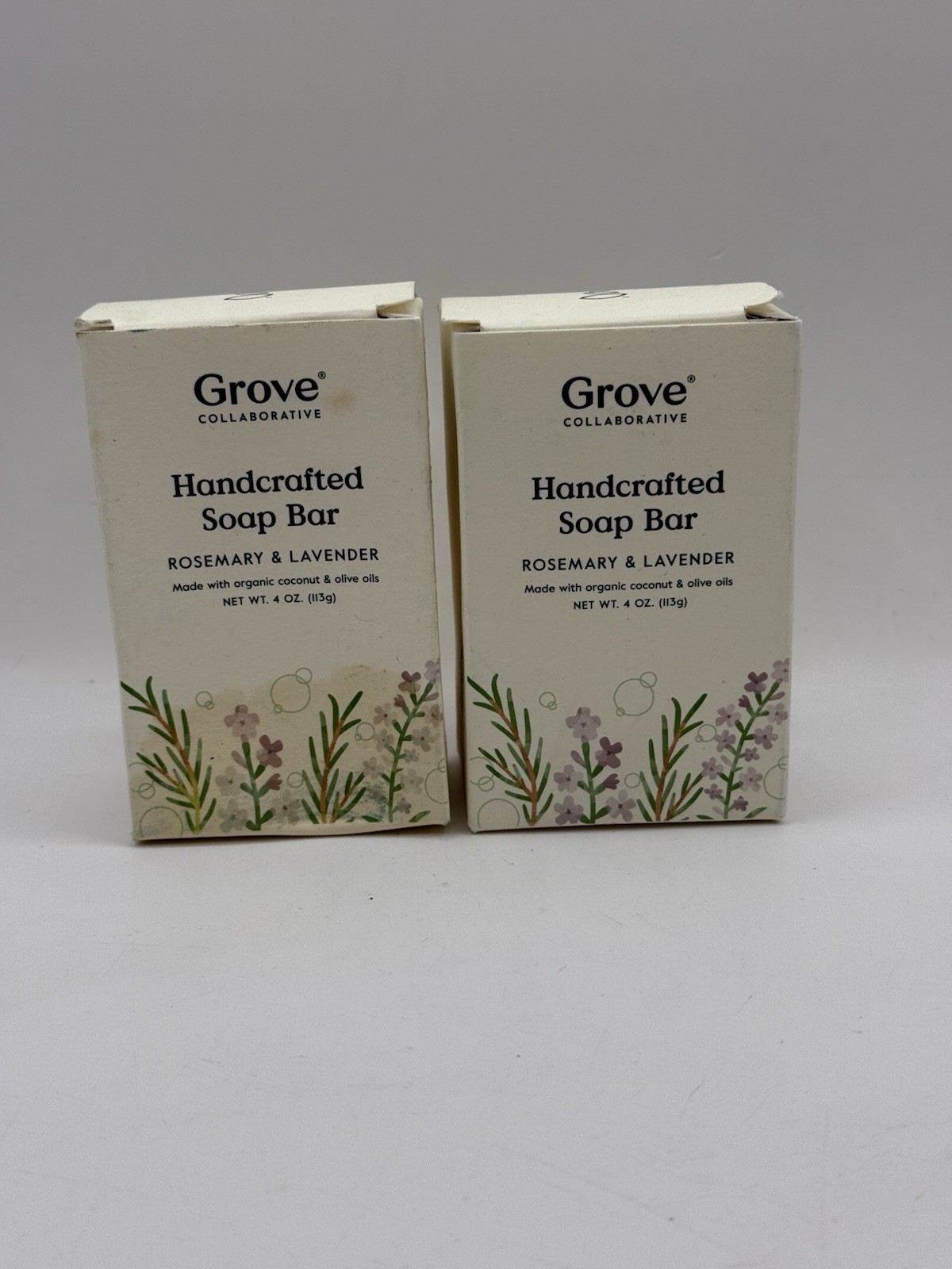 Grove Collaborative Handcrafted Soap Bar ROSEMARY & LAVENDER 4oz/113g Pack Of 2