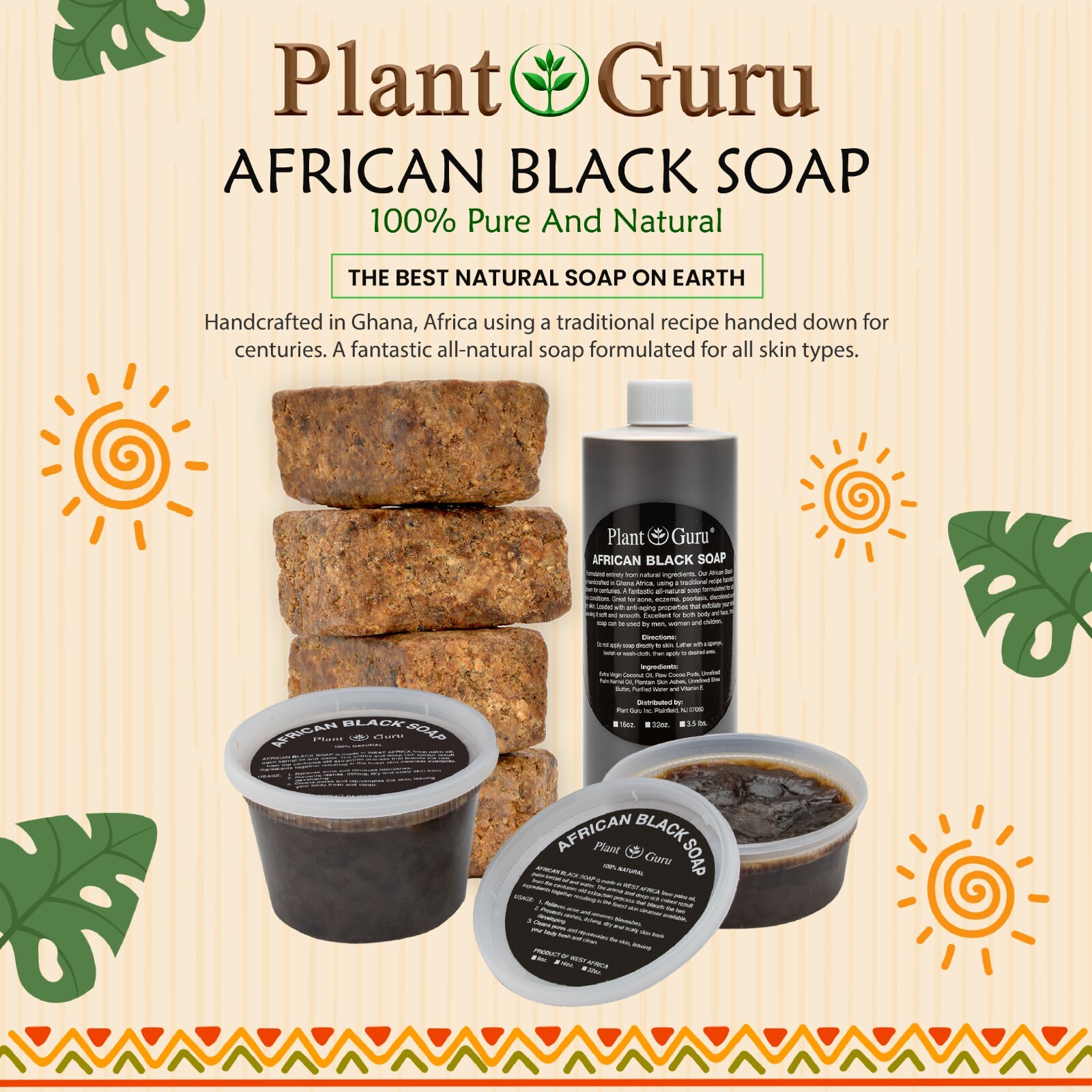 African Black Soap Liquid 8 oz. Raw 100% Pure Natural Organic Body Wash Shampoo