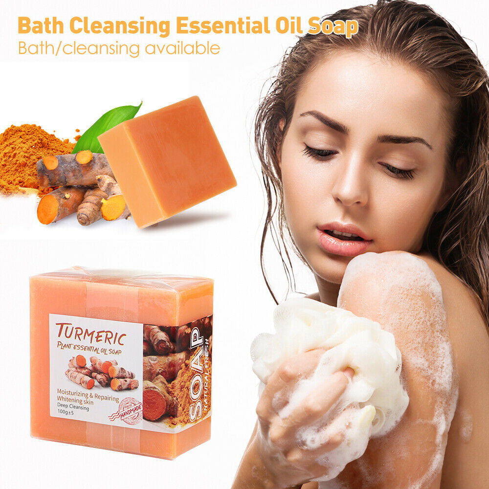 1/2PCS Tumeric Soap Ginger Anti-Acne Dark Spots Removal Body Whitening Soap Bar