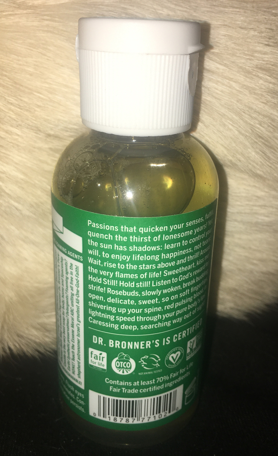 Dr Bronner 18 in 1 Hemp Almond Pure Castile Soap Organic Oil 2 Fl Oz Bottle FULL