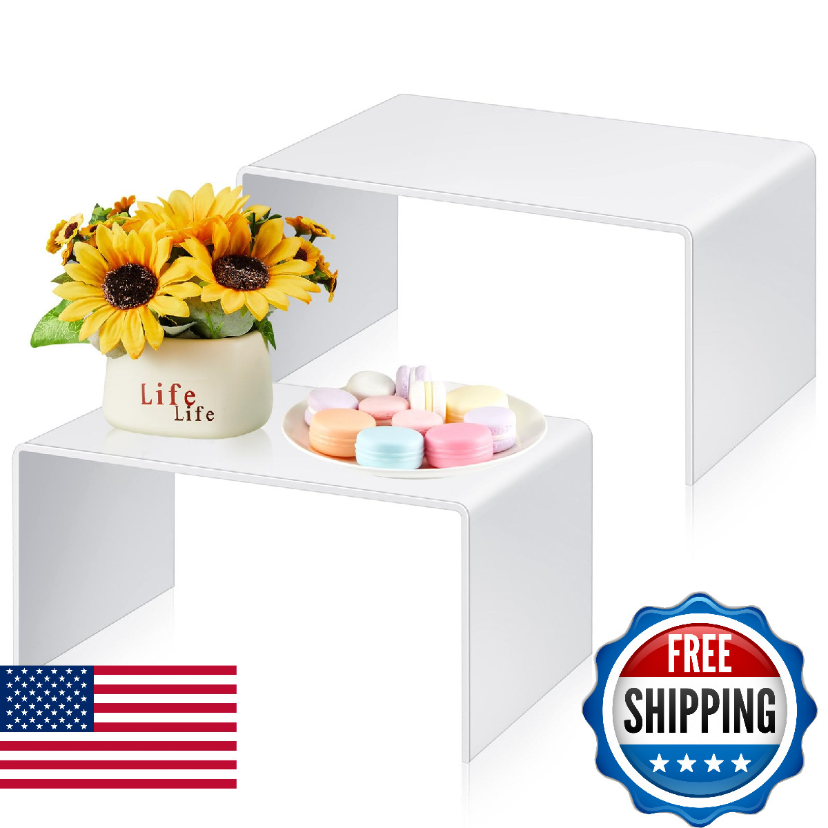 RattanView 2 Pcs 13 Inch Large Acrylic Risers Display Stands 5 mm Thick Acrylic