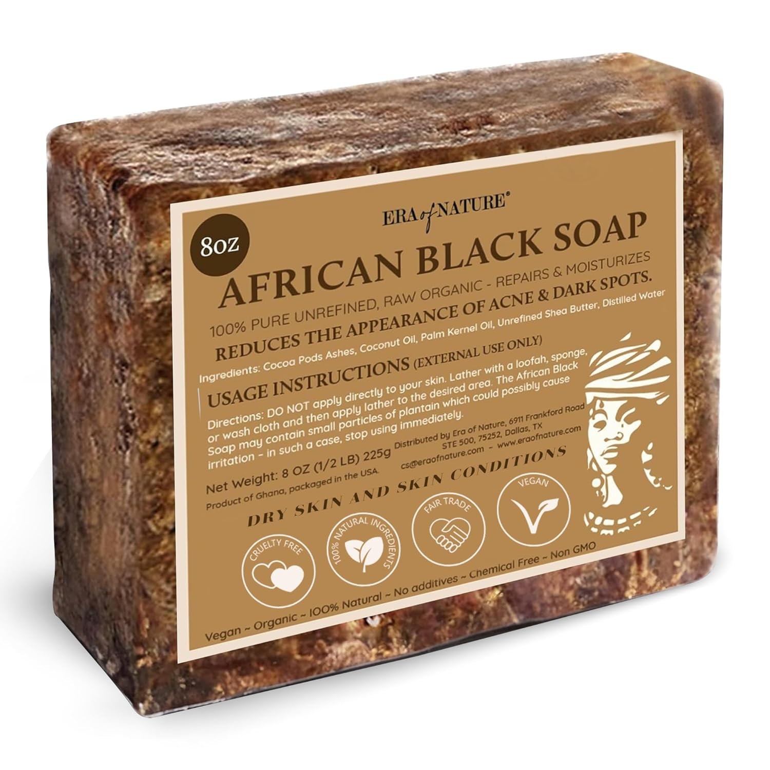 Raw African Black Soap PREMIUM QUALITY Organic Unrefined 100% Pure Natural