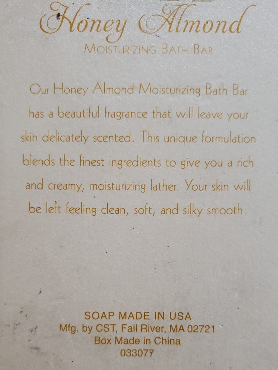 HONEY ALMOND Scented Moisturizer Soap Bar 12oz in Decorative Box Pearl Bee New