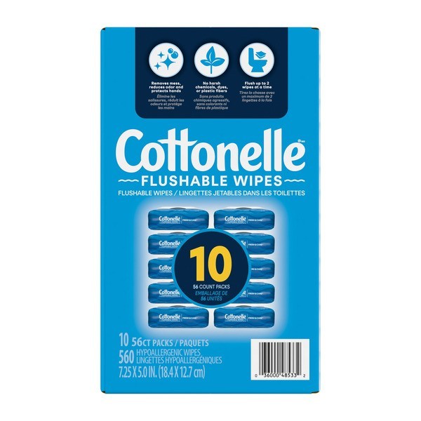 Cottonelle Flushable Wipes 560 Ct – Fresh Care Septic Safe Alcohol-Free Wipe