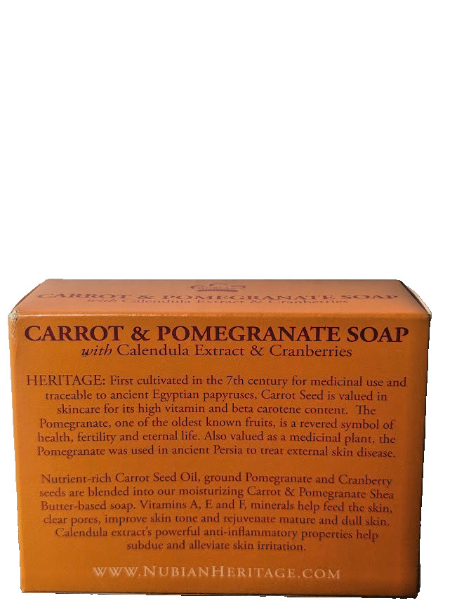 Nubian Heritage Carrot & Pomegranate Soap with Calendula & Cranberrie 5 oz/141g