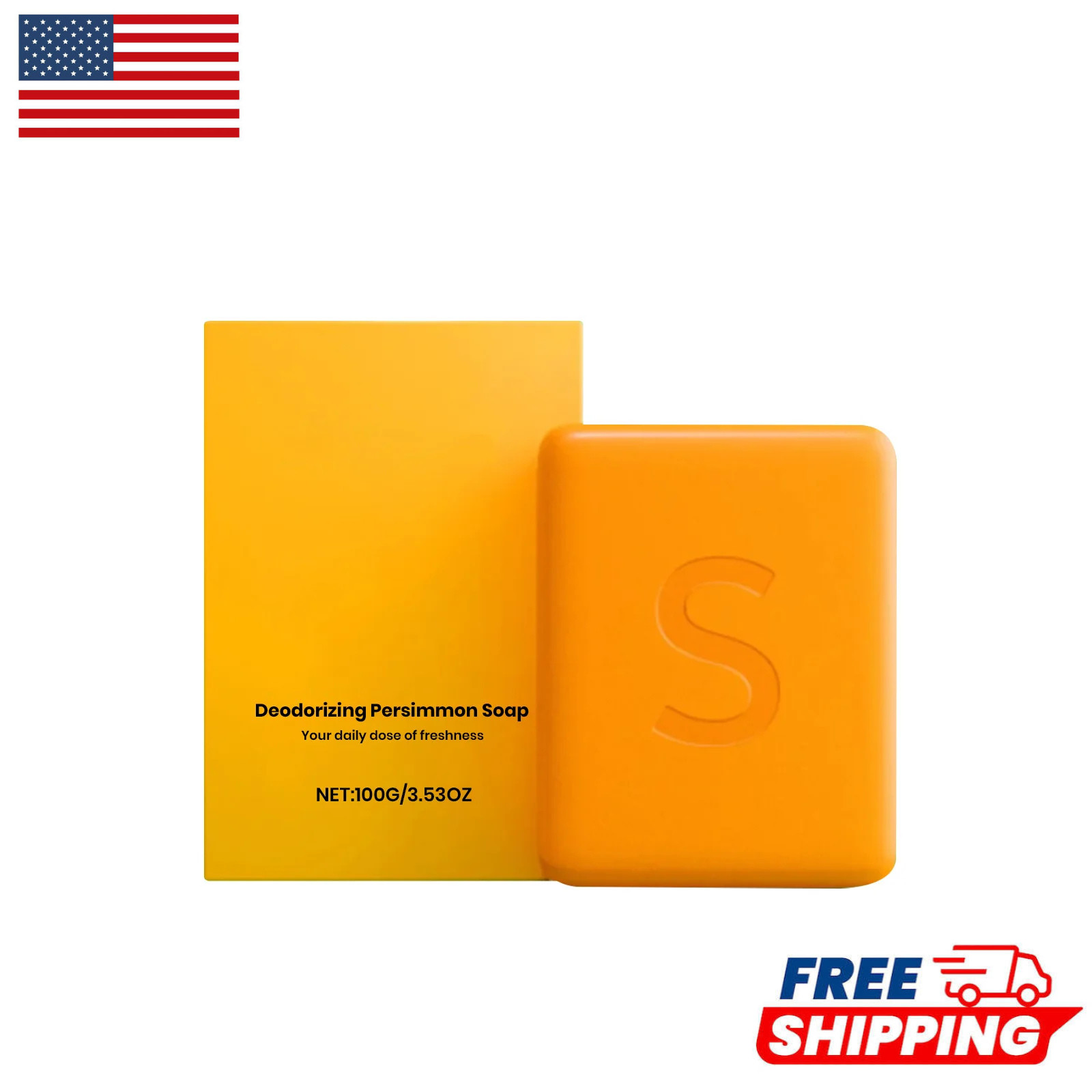 Swarva Persimmon Soap Bar Body Odor Control Deodorant Soap for Men&Women