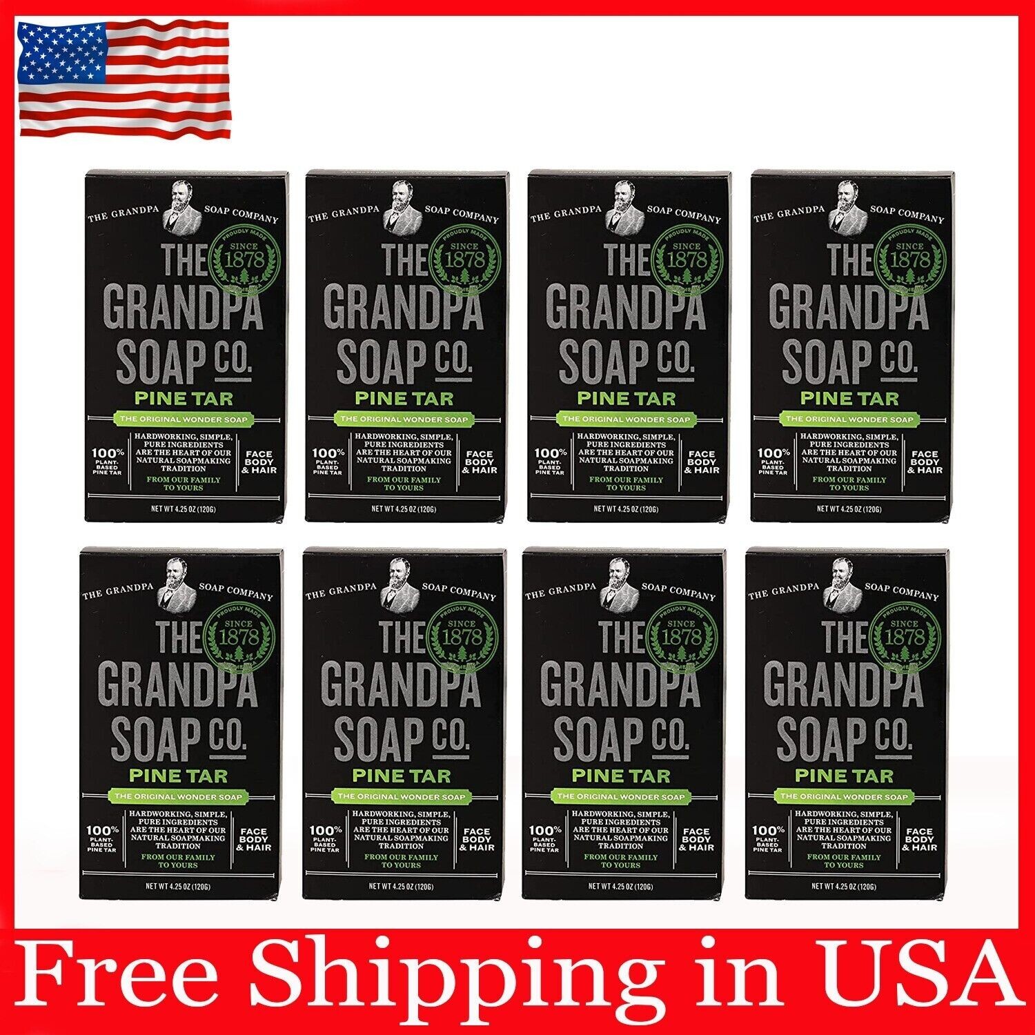 Grandpa’s Soap Pine Tar 4.25 oz (8-Pack)