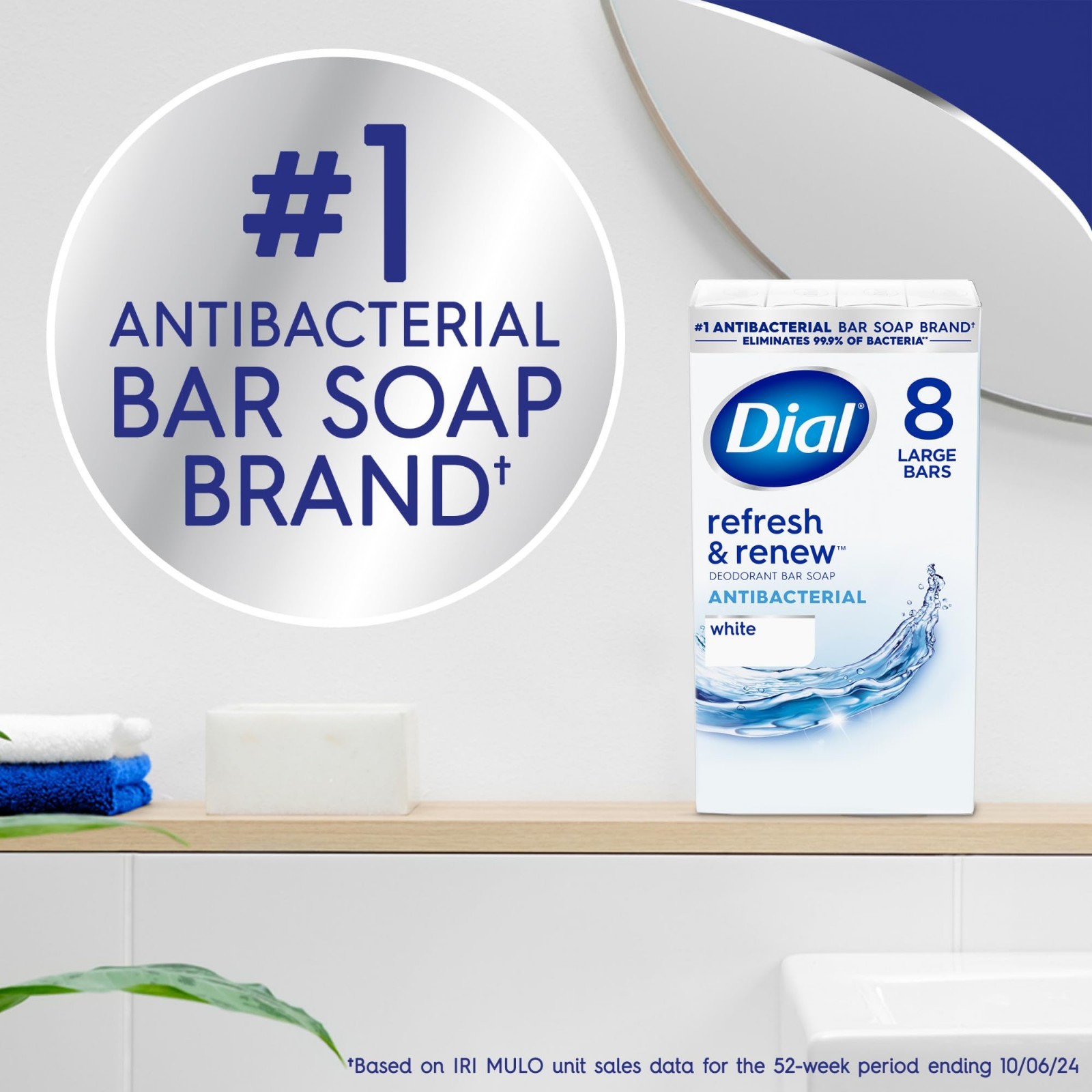 Antibacterial Bar Soap – Refresh & Renew, 4 oz, 32 Bars, Skin Cleansing, Moistur